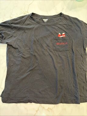 Old Navy Black Short-Sleeve Pocket Tee with Red Graphic
